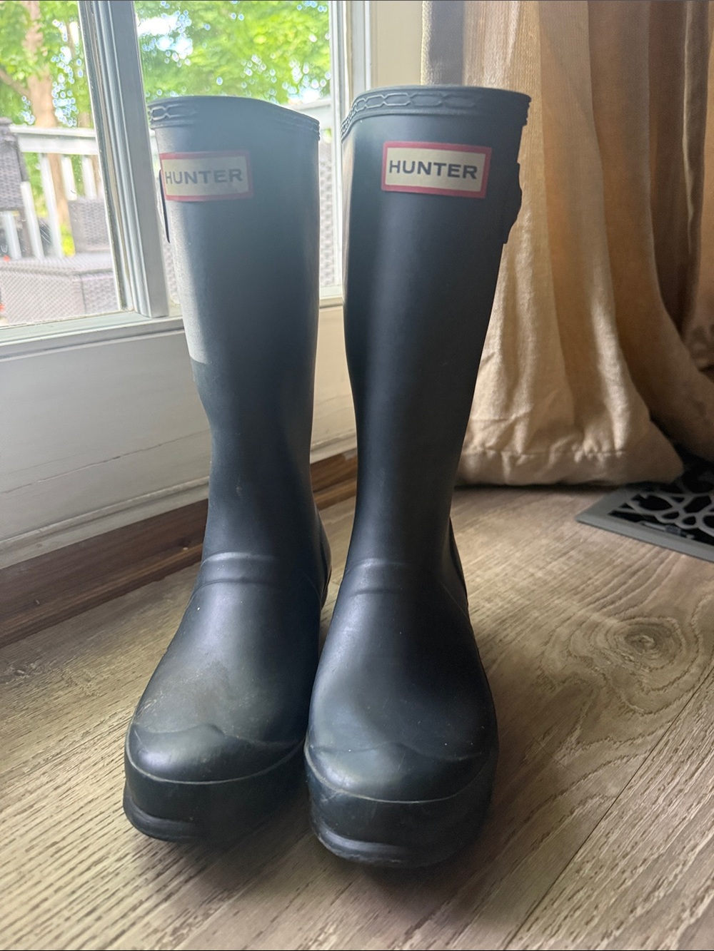 Hunter kids Black/very dark navy Tall Waterproof Rain Boots with Branded Logo